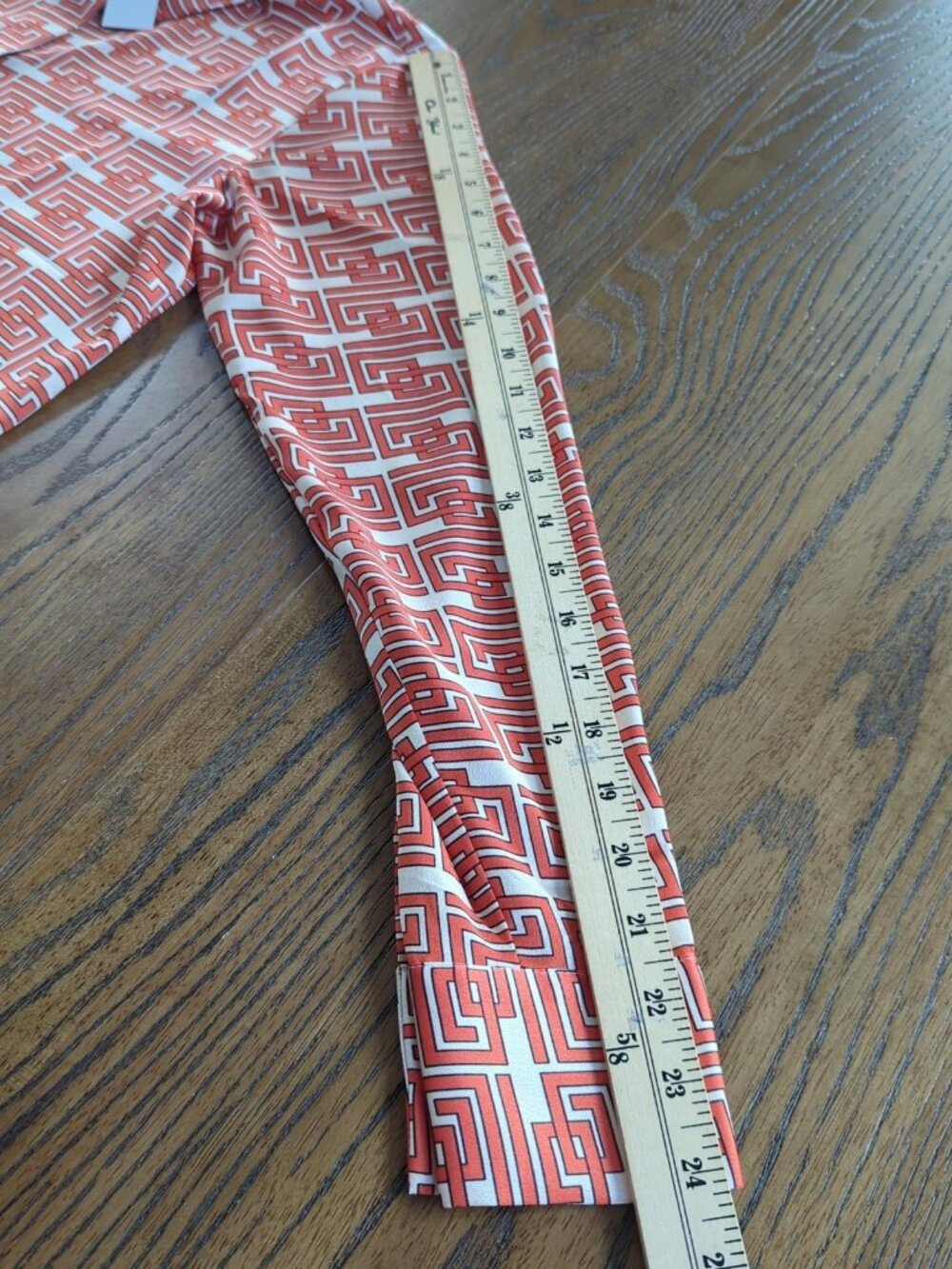 Ann Taylor Blouse Womens Small Orange Geometric Button Up Collared Long Sleeve - Picture 11 of 13
